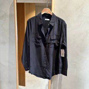 NWT Equipment Signature 100% Silk Shirt Black Button Down